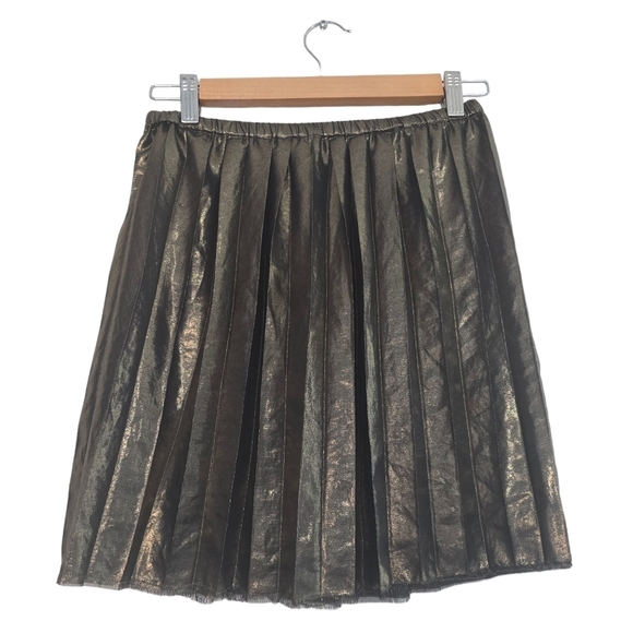 Isabel Marant Etoile Gold Pleated Mini Skirt with defect frayed hem - Picture 2 of 6